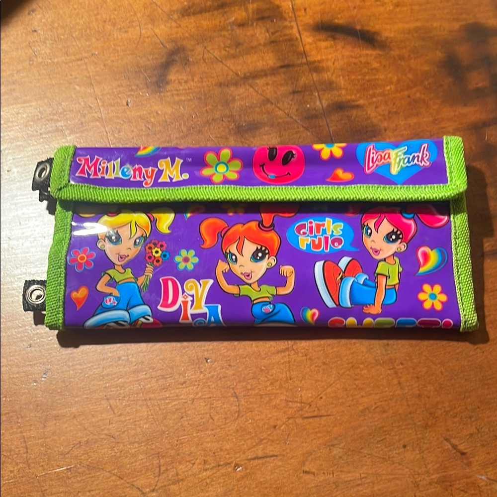 Vintage Lisa Frank Milleny M. Girls Rule Diva 3 Ring Rollout Pencil Pouch Case